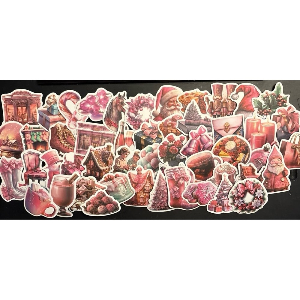 NEW 50pc Full Color Vinyl Vintage/Classic/Traditional Christmas Stickers